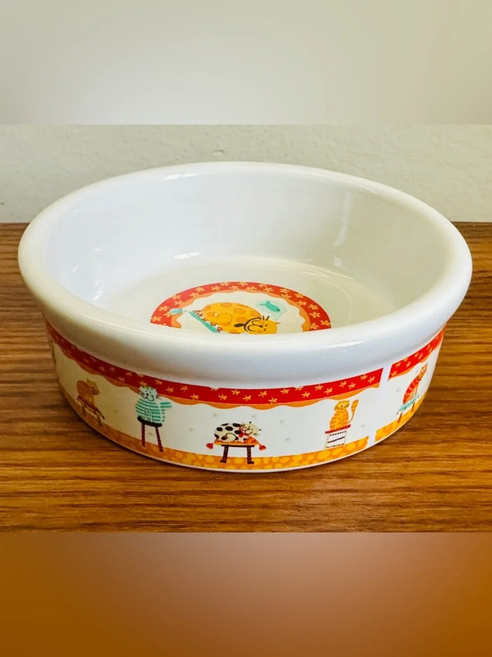 Whimsical Cat Dreaming of Fish Ceramic Pet Bowl - Mint 2006 Collectible 5